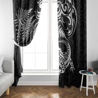 New Zealand Tuatara Tribal Tattoo Window Curtain Silver Fern and Maori Pattern Black Color LT03 - Polynesian Pride