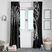 New Zealand Tuatara Tribal Tattoo Window Curtain Silver Fern and Maori Pattern Black Color LT03 - Polynesian Pride