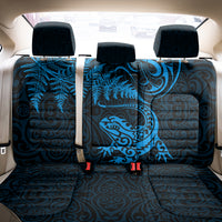 New Zealand Tuatara Tribal Tattoo Back Car Seat Cover Silver Fern and Maori Pattern Blue Color LT03 - Polynesian Pride