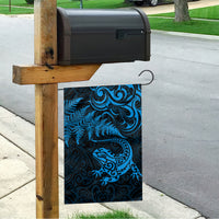 New Zealand Tuatara Tribal Tattoo Garden Flag Silver Fern and Maori Pattern Blue Color LT03 - Polynesian Pride