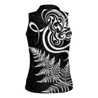 New Zealand Octopus Tattoo and Fern Women Sleeveless Polo Shirt Maori Pattern LT03 - Polynesian Pride
