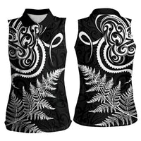 New Zealand Octopus Tattoo and Fern Women Sleeveless Polo Shirt Maori Pattern LT03 - Polynesian Pride