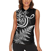 New Zealand Octopus Tattoo and Fern Women Sleeveless Polo Shirt Maori Pattern LT03 - Polynesian Pride