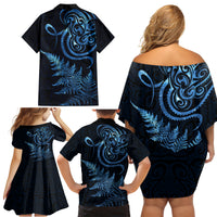 New Zealand Octopus Tattoo and Fern Family Matching Off Shoulder Short Dress and Hawaiian Shirt Maori Pattern Matariki Style LT03 - Polynesian Pride