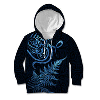 New Zealand Octopus Tattoo and Fern Kid Hoodie Maori Pattern Matariki Style LT03 Hoodie Blue - Polynesian Pride