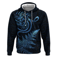New Zealand Octopus Tattoo and Fern Zip Hoodie Maori Pattern Matariki Style LT03 Pullover Hoodie Blue - Polynesian Pride