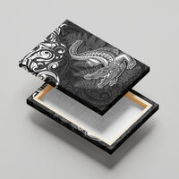 New Zealand Crocodile Tattoo and Fern Canvas Wall Art Maori Pattern