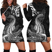 New Zealand Crocodile Tattoo and Fern Hoodie Dress Maori Pattern LT03 - Polynesian Pride