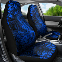 New Zealand Crocodile Tattoo and Fern Car Seat Cover Maori Pattern Blue Color LT03 - Polynesian Pride