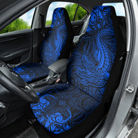 New Zealand Crocodile Tattoo and Fern Car Seat Cover Maori Pattern Blue Color LT03 - Polynesian Pride