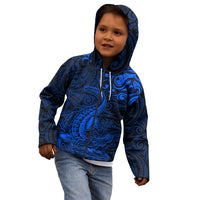 New Zealand Crocodile Tattoo and Fern Kid Hoodie Maori Pattern Blue Color LT03 - Polynesian Pride