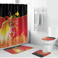 Papua New Guinea Independence Day Bathroom Set Happy Anniversary 50th Bird-of-paradise Melanesian Tattoos LT03 Bathroom Set (4 pcs) Black - Polynesian Pride
