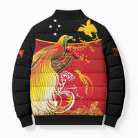 Papua New Guinea Independence Day Bomber Puffer Jacket Happy Anniversary 50th Bird-of-paradise Melanesian Tattoos LT03 - Polynesian Pride