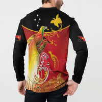 Papua New Guinea Independence Day Button Sweatshirt Happy Anniversary 50th Bird-of-paradise Melanesian Tattoos LT03 - Polynesian Pride