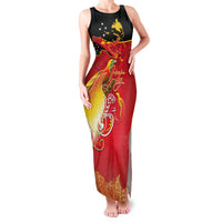 Papua New Guinea Independence Day Family Matching Tank Maxi Dress and Hawaiian Shirt Happy Anniversary 50th Bird-of-paradise Melanesian Tattoos LT03 Mom's Dress Black - Polynesian Pride