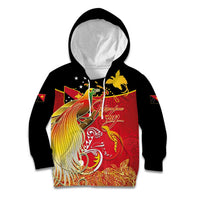 Papua New Guinea Independence Day Kid Hoodie Happy Anniversary 50th Bird-of-paradise Melanesian Tattoos LT03 Hoodie Black - Polynesian Pride
