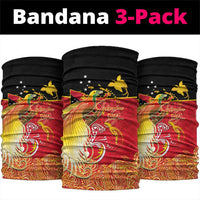 Papua New Guinea Independence Day Neck Gaiter Happy Anniversary 50th Bird-of-paradise Melanesian Tattoos LT03 package One Size: 25*50cm Black - Polynesian Pride