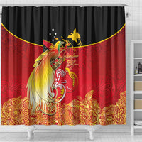 Papua New Guinea Independence Day Shower Curtain Happy Anniversary 50th Bird-of-paradise Melanesian Tattoos LT03 - Polynesian Pride