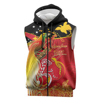 Papua New Guinea Independence Day Sleeveless Zip Hoodie Happy Anniversary 50th Bird-of-paradise Melanesian Tattoos LT03 Black - Polynesian Pride