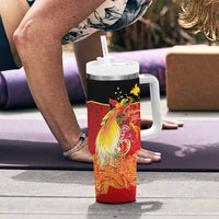 Papua New Guinea Independence Day Tumbler With Handle Happy Anniversary 50th Bird-of-paradise Melanesian Tattoos LT03 - Polynesian Pride