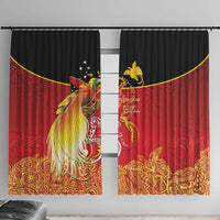 Papua New Guinea Independence Day Window Curtain Happy Anniversary 50th Bird-of-paradise Melanesian Tattoos LT03 With Hooks Black - Polynesian Pride