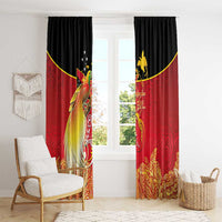 Papua New Guinea Independence Day Window Curtain Happy Anniversary 50th Bird-of-paradise Melanesian Tattoos LT03 - Polynesian Pride