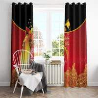 Papua New Guinea Independence Day Window Curtain Happy Anniversary 50th Bird-of-paradise Melanesian Tattoos LT03 - Polynesian Pride
