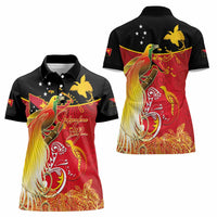 Papua New Guinea Independence Day Women Polo Shirt Happy Anniversary 50th Bird-of-paradise Melanesian Tattoos LT03 - Polynesian Pride