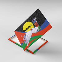 New Caledonia Canvas Wall Art Kagu Bird and The Seal with Melanesian Culture LT03 With Frame Black - Polynesian Pride