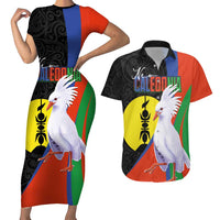 New Caledonia Couples Matching Short Sleeve Bodycon Dress and Hawaiian Shirt Kagu Bird and The Seal with Melanesian Culture LT03 Black - Polynesian Pride