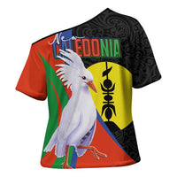 New Caledonia Cross Shoulder Shirt Kagu Bird and The Seal with Melanesian Culture LT03 - Polynesian Pride