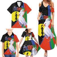 New Caledonia Family Matching Summer Maxi Dress and Hawaiian Shirt Kagu Bird and The Seal with Melanesian Culture LT03 - Polynesian Pride