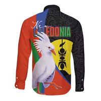 New Caledonia Long Sleeve Button Shirt Kagu Bird and The Seal with Melanesian Culture LT03 - Polynesian Pride