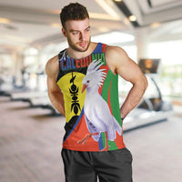 New Caledonia Men Tank Top Kagu Bird and The Seal with Melanesian Culture LT03 Black - Polynesian Pride