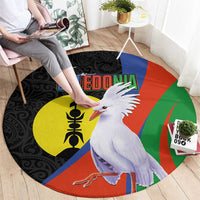 New Caledonia Round Carpet Kagu Bird and The Seal with Melanesian Culture LT03 - Polynesian Pride