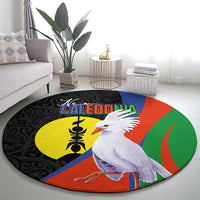 New Caledonia Round Carpet Kagu Bird and The Seal with Melanesian Culture LT03 - Polynesian Pride