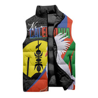 New Caledonia Sleeveless Puffer Jacket Kagu Bird and The Seal with Melanesian Culture LT03 - Polynesian Pride