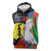 New Caledonia Sleeveless Zip Hoodie Kagu Bird and The Seal with Melanesian Culture LT03 Black - Polynesian Pride
