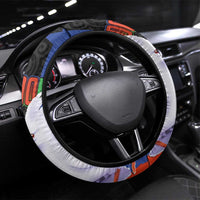 New Caledonia Steering Wheel Cover Kagu Bird and The Seal with Melanesian Culture LT03 Universal Fit Black - Polynesian Pride