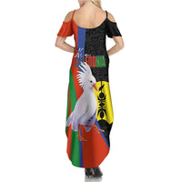 New Caledonia Summer Maxi Dress Kagu Bird and The Seal with Melanesian Culture LT03 - Polynesian Pride