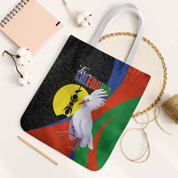 New Caledonia Tote Bag Kagu Bird and The Seal with Melanesian Culture LT03 White Strap One Size Black - Polynesian Pride