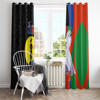 New Caledonia Window Curtain Kagu Bird and The Seal with Melanesian Culture LT03 - Polynesian Pride