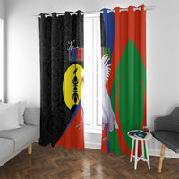 New Caledonia Window Curtain Kagu Bird and The Seal with Melanesian Culture LT03 With Grommets Black - Polynesian Pride