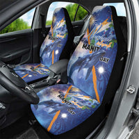 Marshall Islands Manit Day Car Seat Cover Grunge National Flag with Whales and Tribal Tattoos LT03 - Polynesian Pride