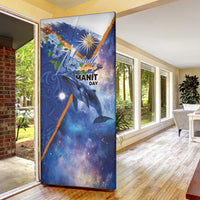 Marshall Islands Manit Day Door Cover Grunge National Flag with Whales and Tribal Tattoos LT03 - Polynesian Pride