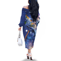 Marshall Islands Manit Day Family Matching Off The Shoulder Long Sleeve Dress and Hawaiian Shirt Grunge National Flag with Whales and Tribal Tattoos LT03 - Polynesian Pride