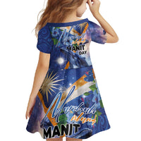 Marshall Islands Manit Day Family Matching Short Sleeve Bodycon Dress and Hawaiian Shirt Grunge National Flag with Whales and Tribal Tattoos LT03 - Polynesian Pride
