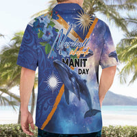 Marshall Islands Manit Day Hawaiian Shirt Grunge National Flag with Whales and Tribal Tattoos LT03 - Polynesian Pride