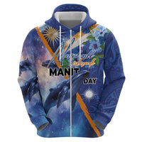 Marshall Islands Manit Day Hoodie Grunge National Flag with Whales and Tribal Tattoos LT03 - Polynesian Pride