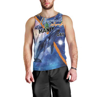 Marshall Islands Manit Day Men Tank Top Grunge National Flag with Whales and Tribal Tattoos LT03 - Polynesian Pride